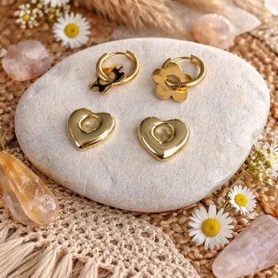 Lot boucles cœur et fleurs